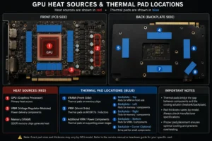 GPU HEAT SOURCES & THERMAL PAD LOCATIONS