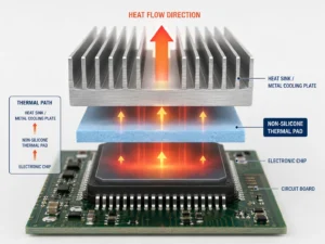 non-silicone thermal pad applied to a chip