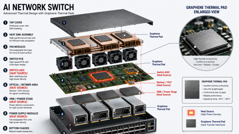 Exploded view of the thermal design for an AI network switch