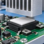 White silicone thermal pad between a power component and an aluminum heat sink